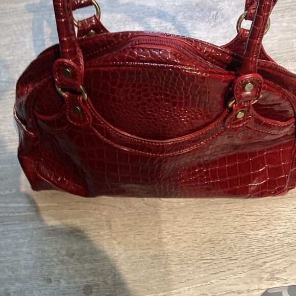 Marc Fisher Faux Crocodile Handbag Red/Burgundy Large - Picture 4 of 7